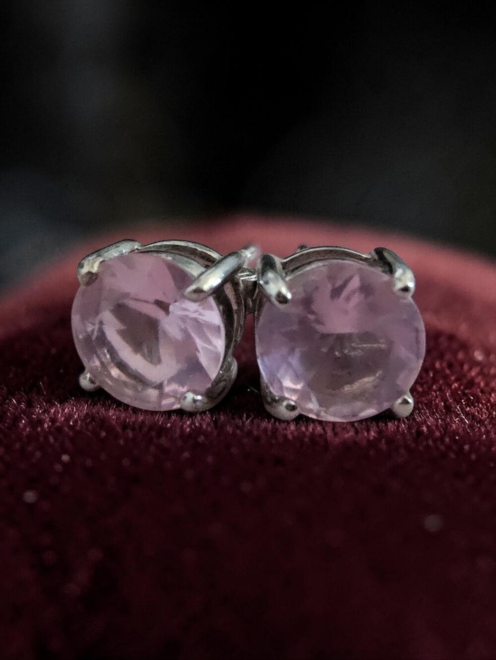 925 Sterling Silver Light Pink Lavender Gemstone Stud Earrings